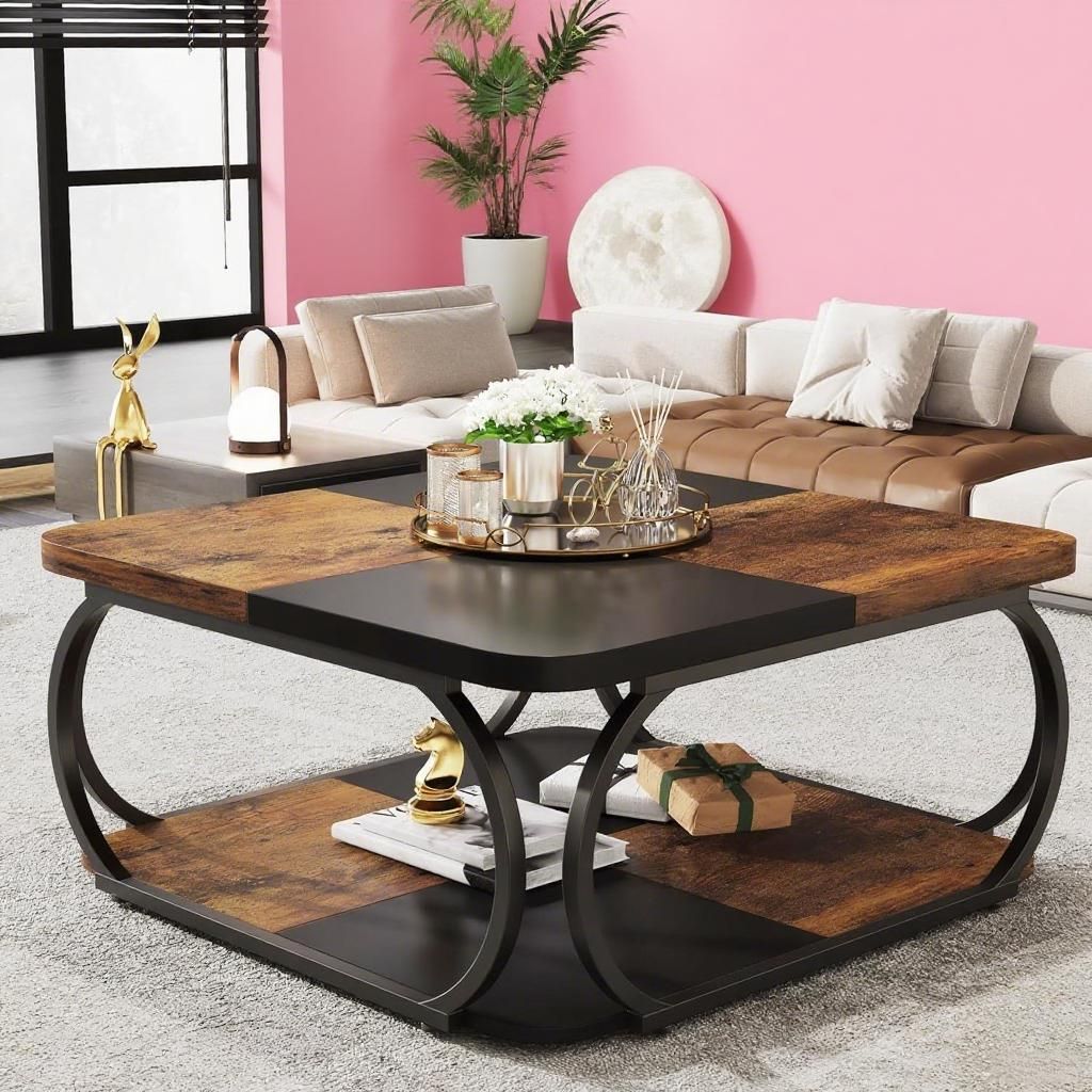 Sustainable Living Is - Table basse en bois massif, artisanale,